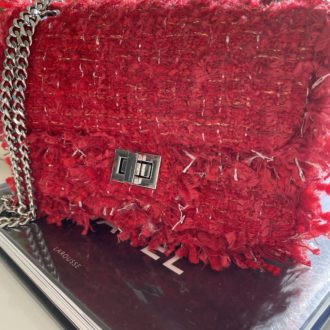 Sac à main en tweed rouge